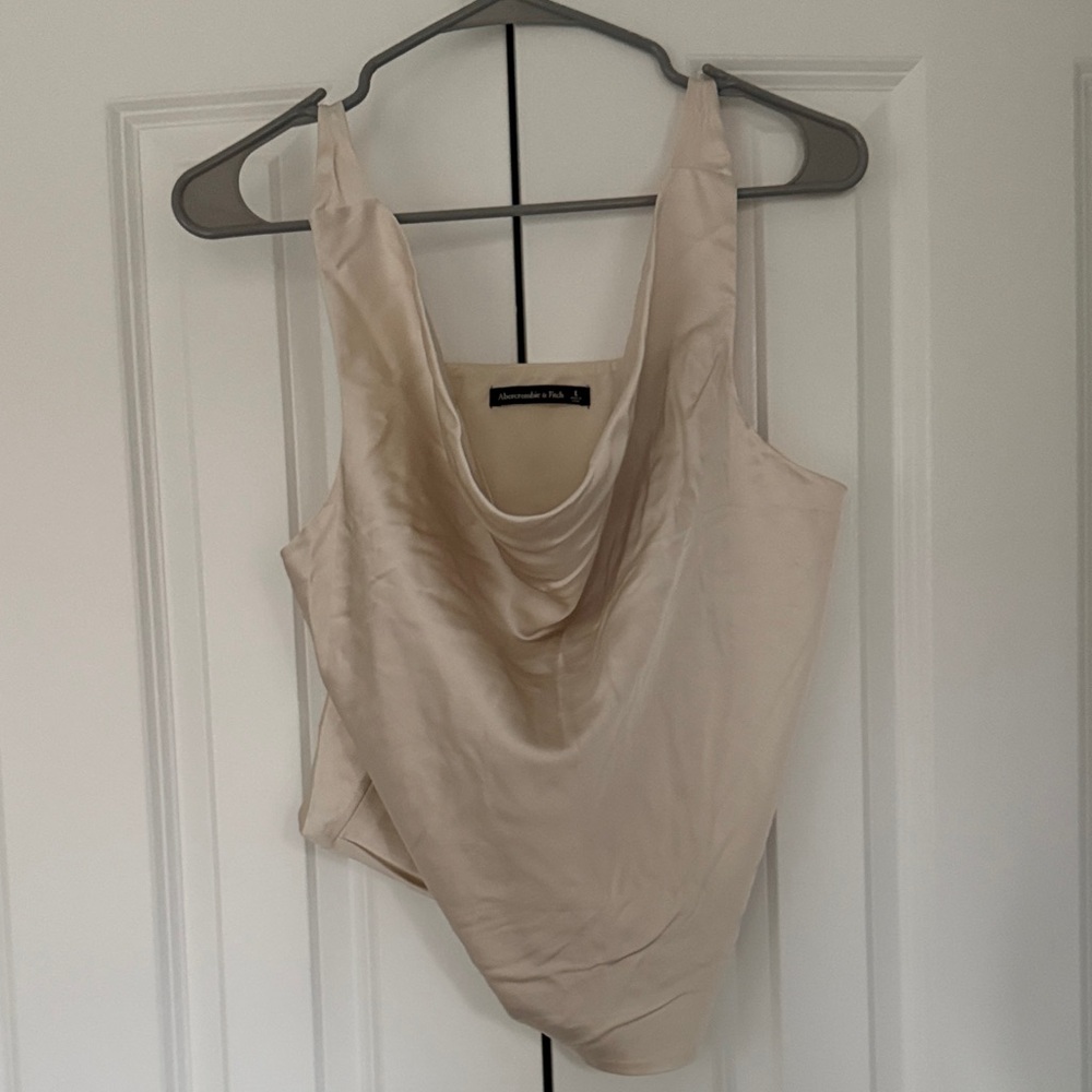 Abercrombie & Fitch Cream Satin Cowl Tank